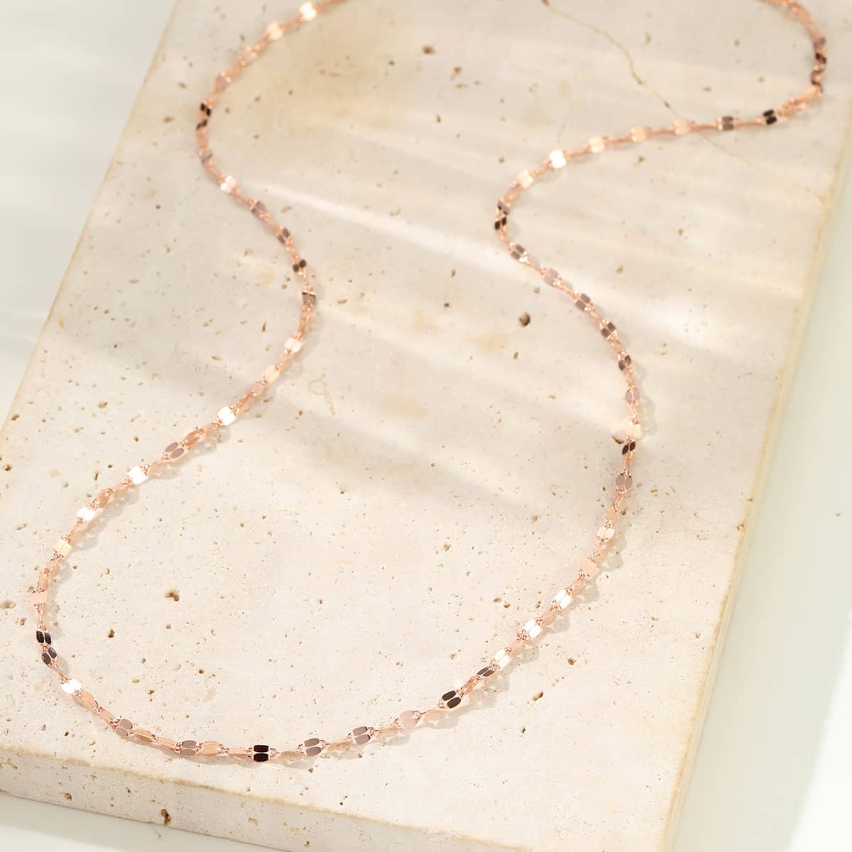 Flattened Rolo Chain Necklace Sterling Silver