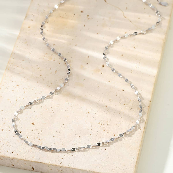 Collar de Cadena Plana Tipo Rolo Plata de Ley 925