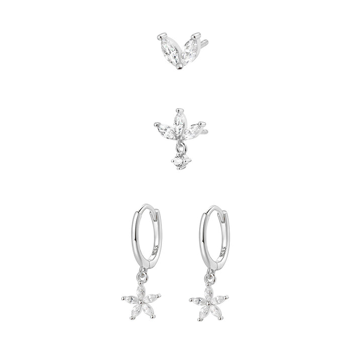 Sterlingsilber Ohrringe Blumen Set
