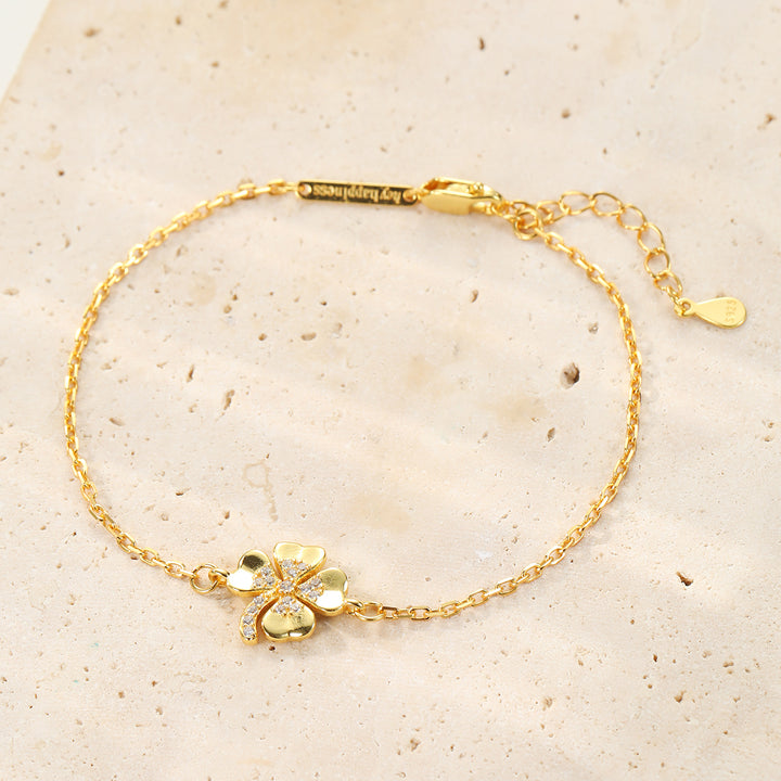 Brazalete Trébol Cuatro Hojas Plata de Ley 925