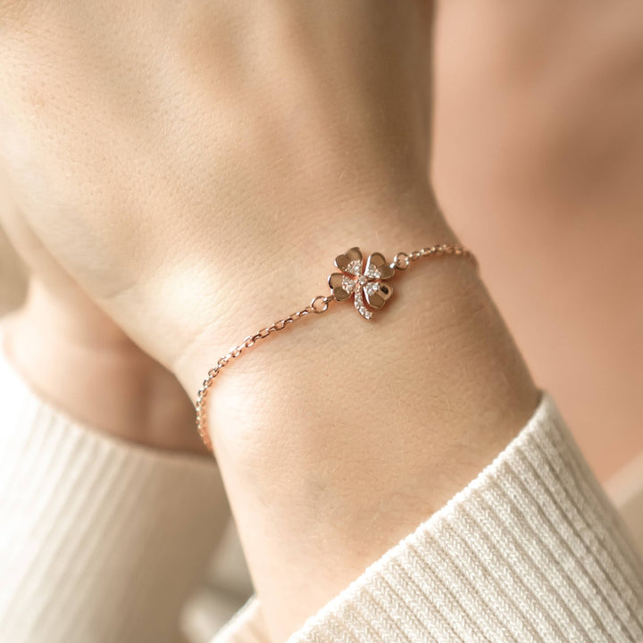 Brazalete Trébol Cuatro Hojas Plata de Ley 925