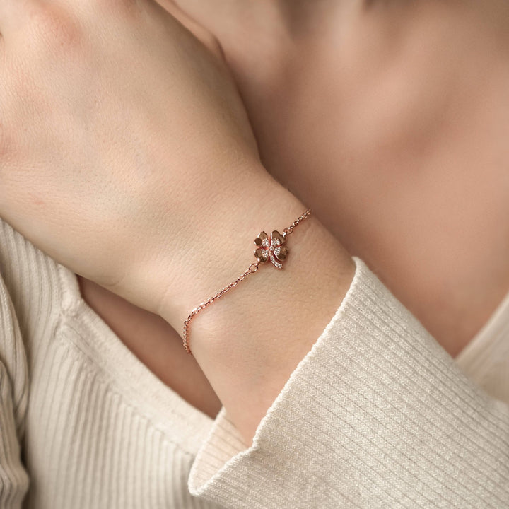 Brazalete Trébol Cuatro Hojas Plata de Ley 925
