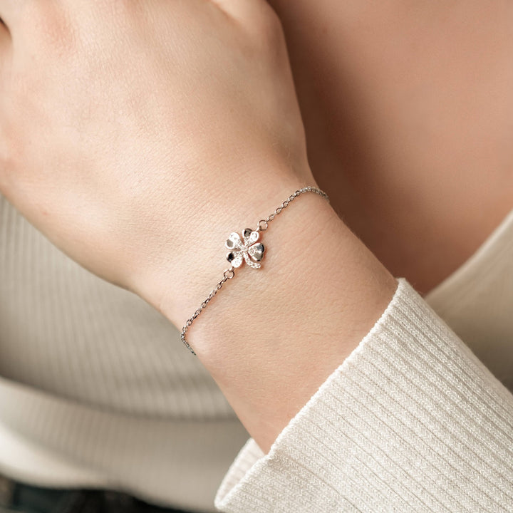 Brazalete Trébol Cuatro Hojas Plata de Ley 925