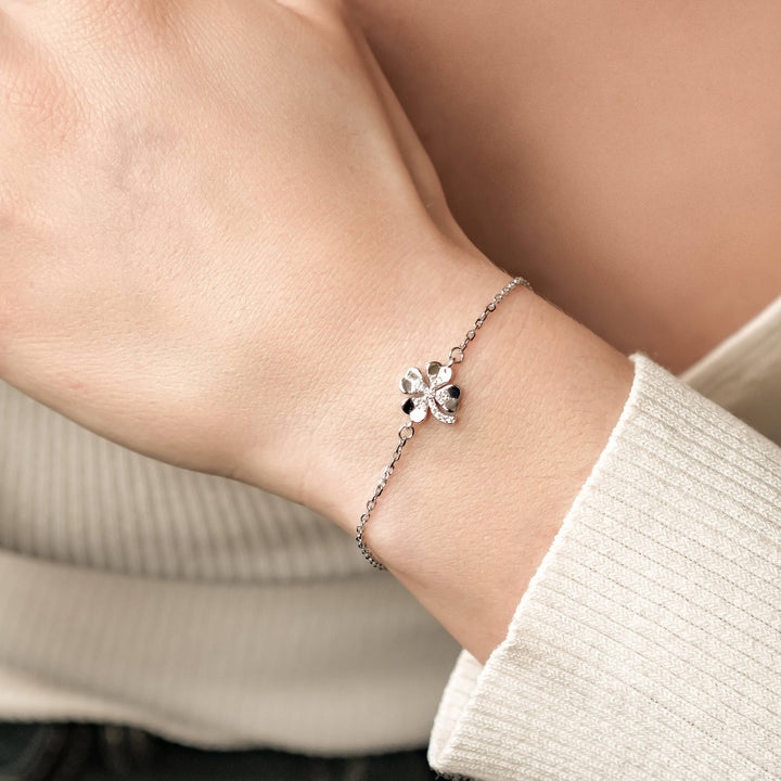 Brazalete Trébol Cuatro Hojas Plata de Ley 925