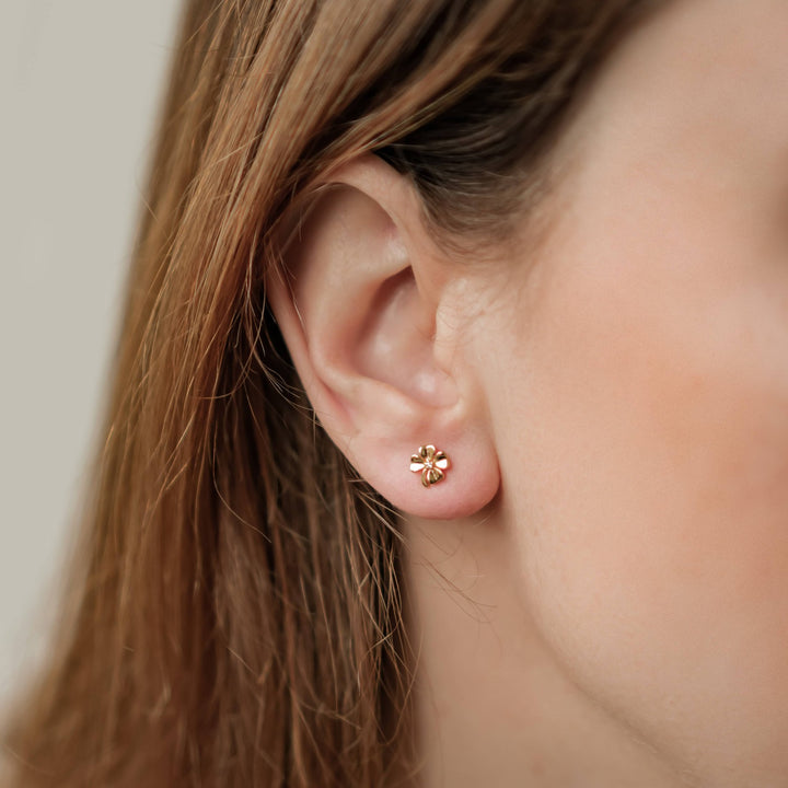 Four Leaf Clover Stud Earrings Sterling Silver