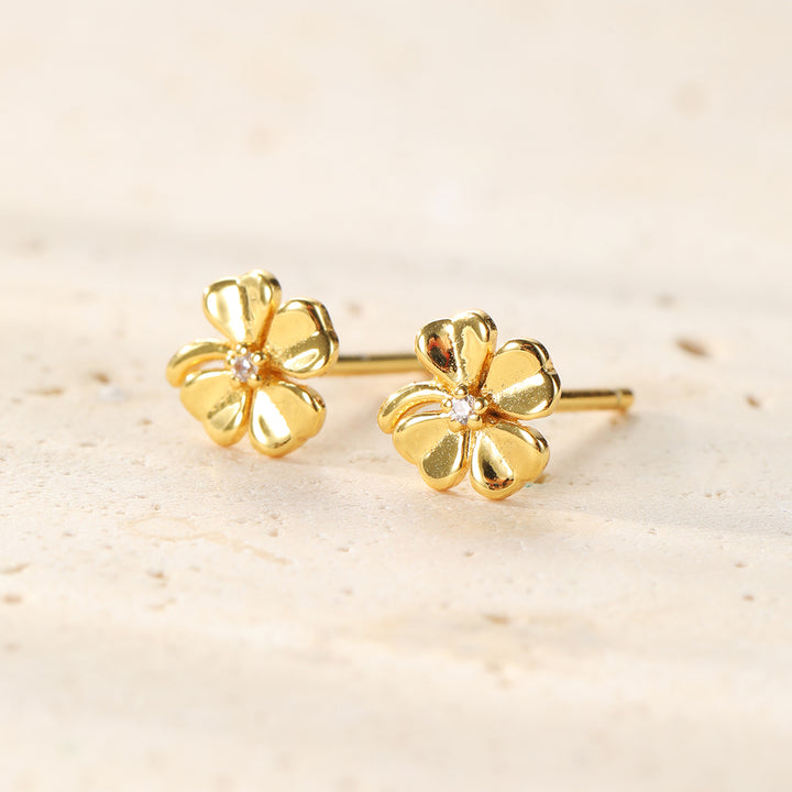 Four Leaf Clover Stud Earrings Sterling Silver