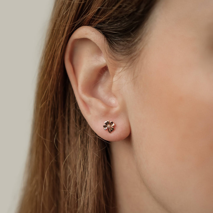 Four Leaf Clover Stud Earrings Sterling Silver