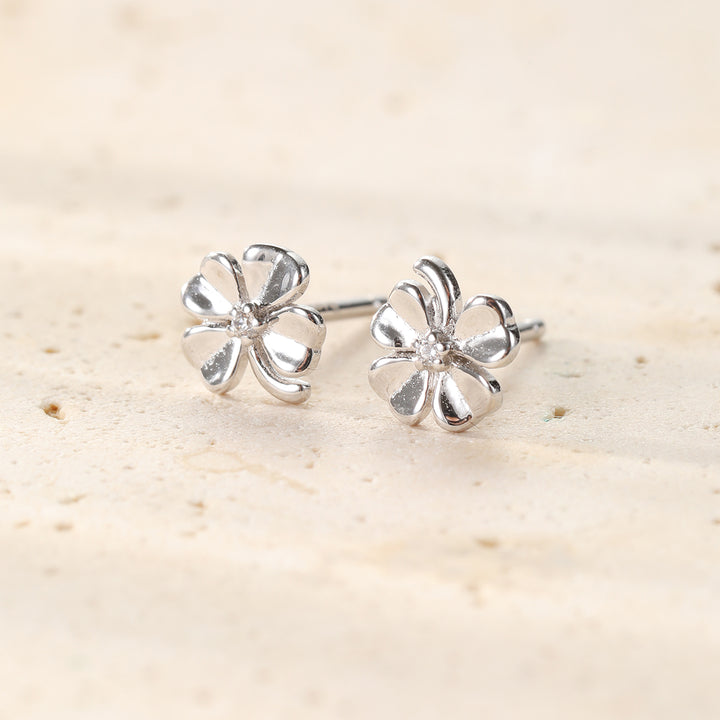 Four Leaf Clover Stud Earrings Sterling Silver