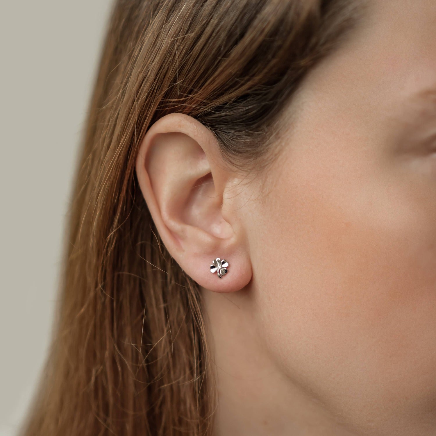 Clous d’oreilles Trèfle à Quatre Feuilles Sterling Argent