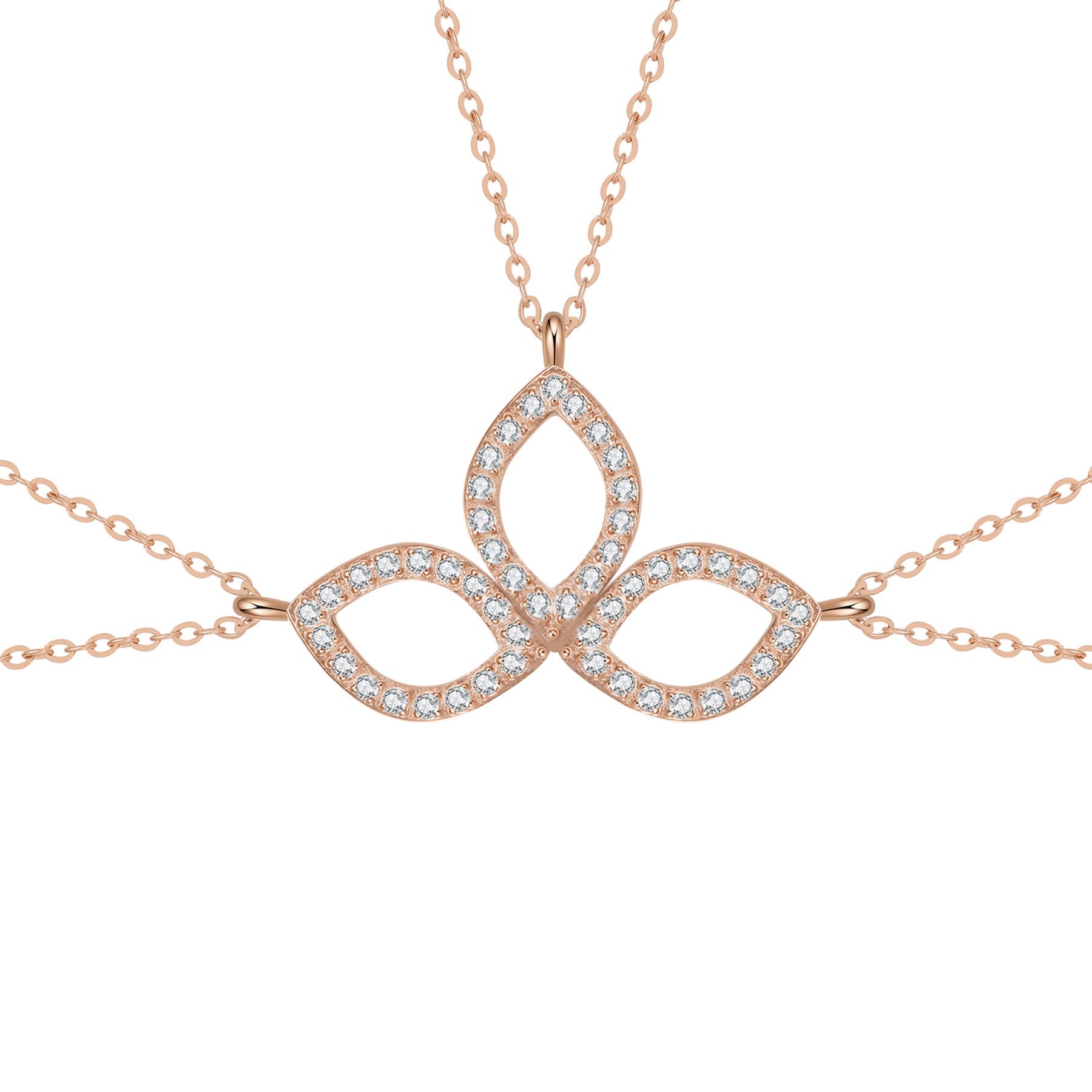Friendship Souls Three Crystal Necklace Set Waterproof