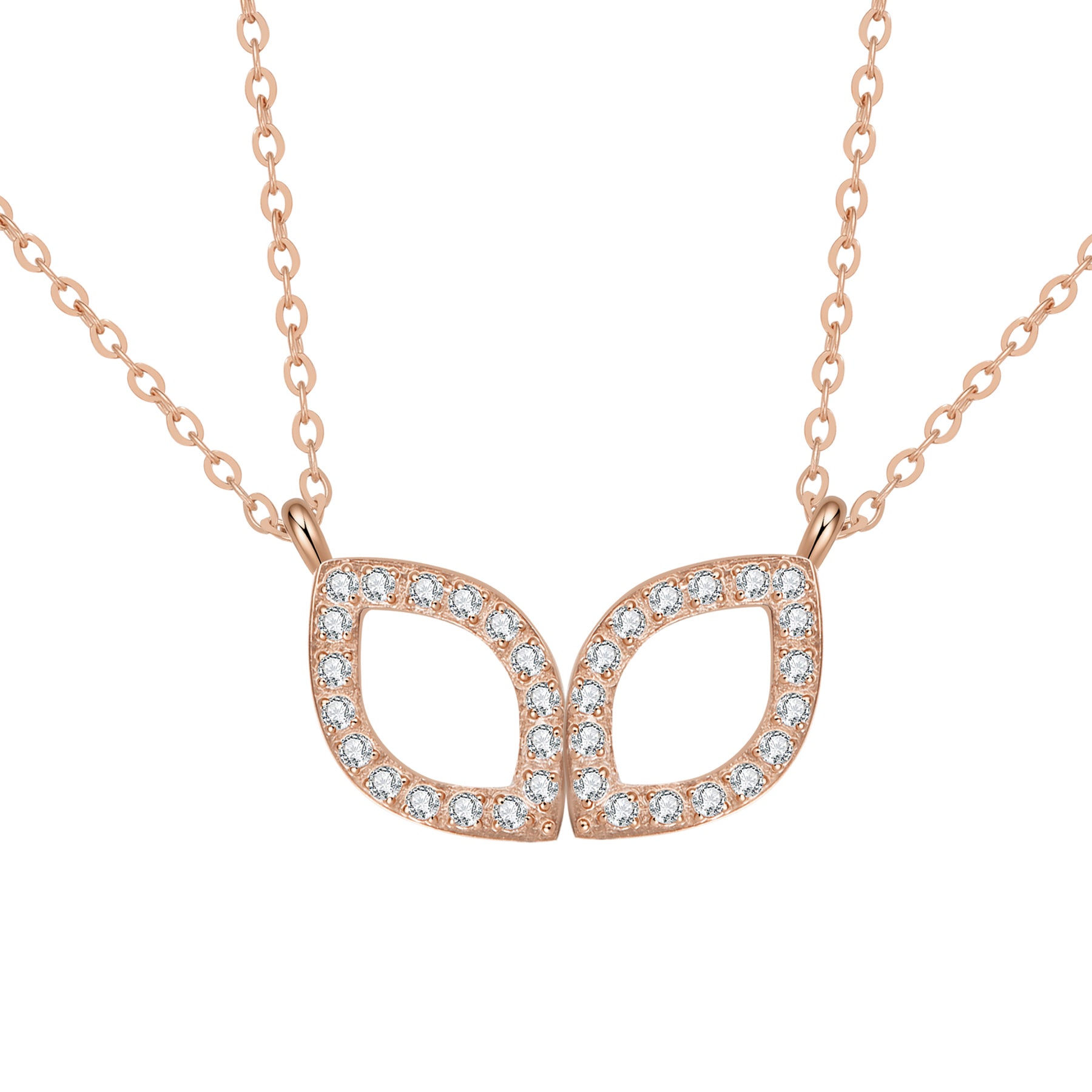 Friendship Souls Two Crystal Necklace Set Waterproof