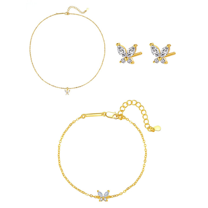 Edelstein-Schmetterling Schmuckset aus Sterlingsilber