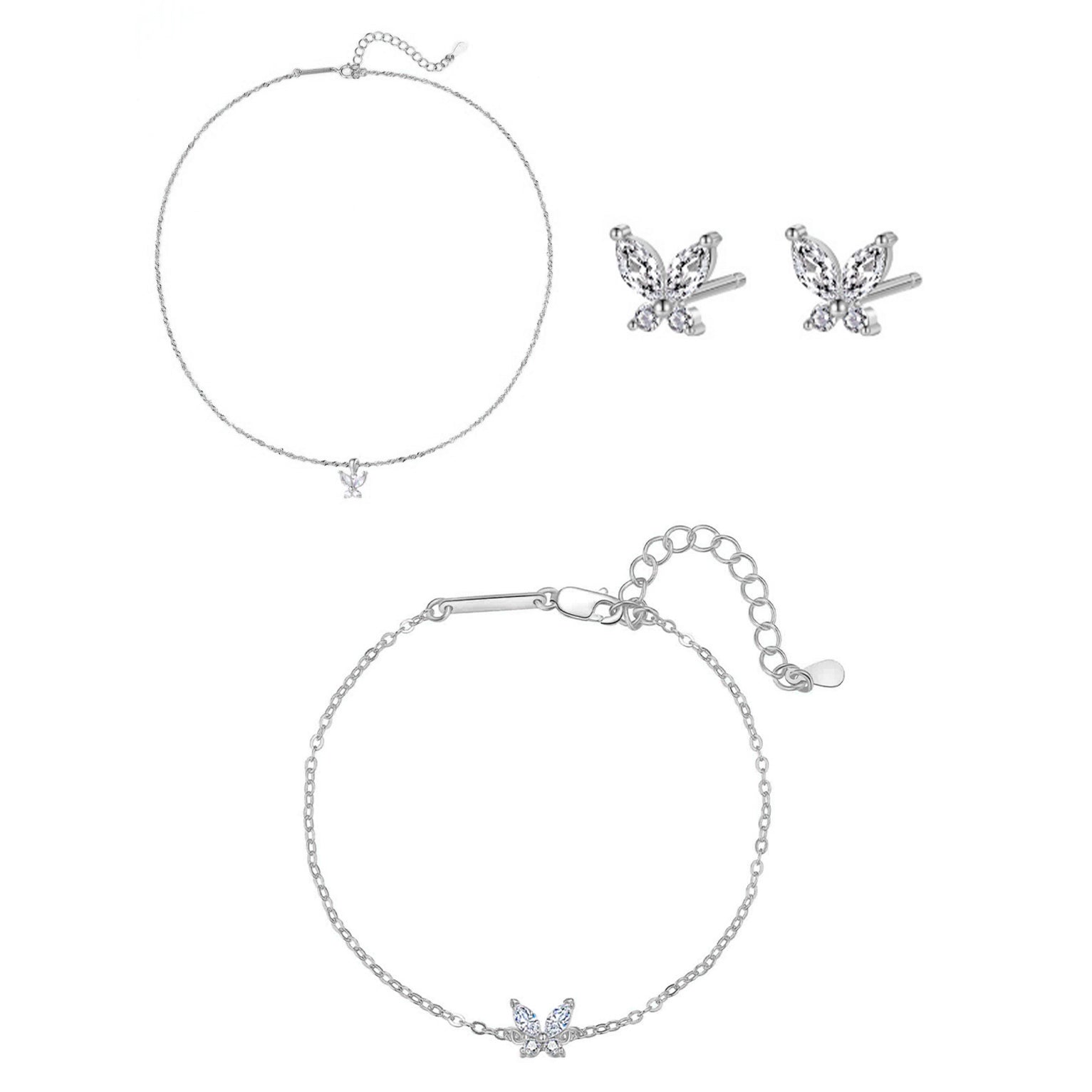 Ensemble Bijoux Pierre Présieuse Papillon Sterling Silver