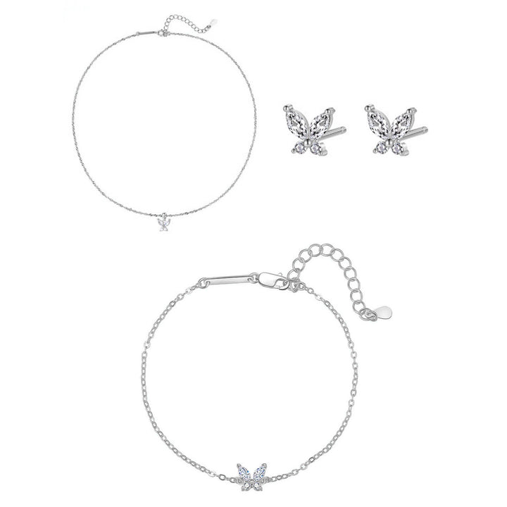 Gemstone Butterfly Jewelry Set Sterling Silver