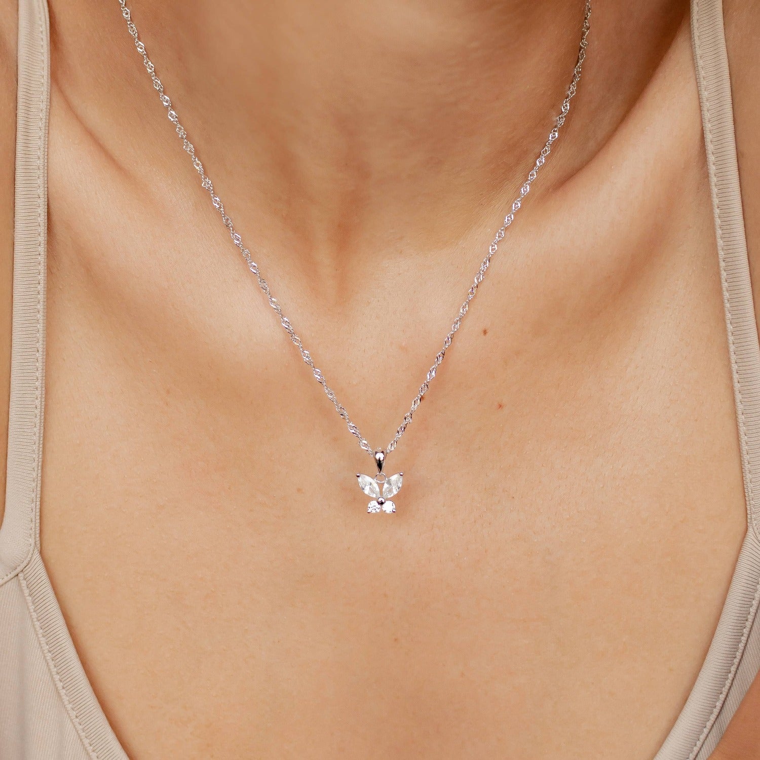 Ensemble Bijoux Pierre Présieuse Papillon Sterling Silver