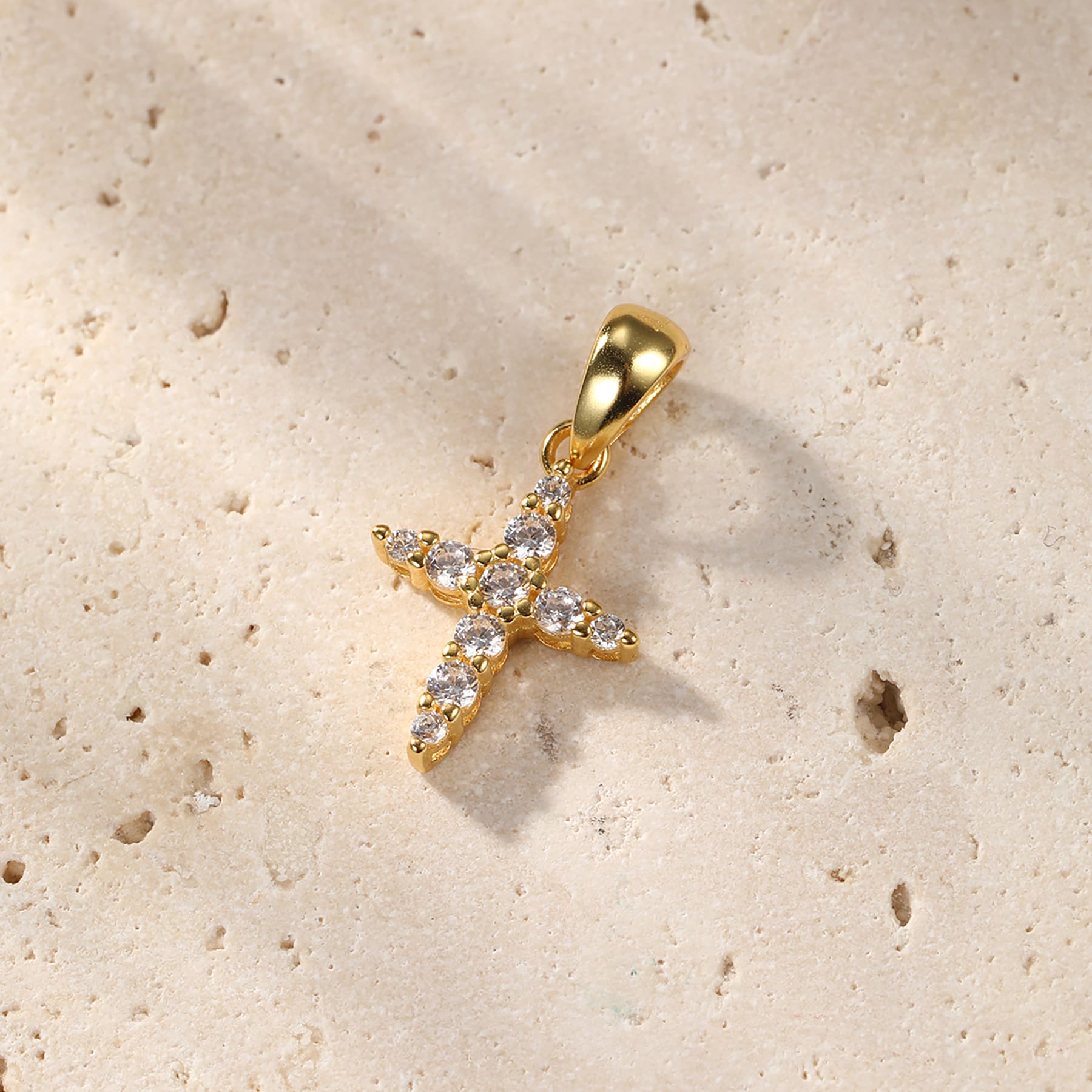 Edelstein Kreuz Anhänger Kette aus Sterlingsilber