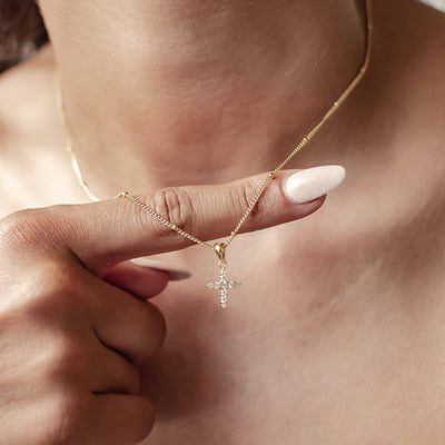 Collier Pendentif  Pierre Précieuse Croix Sterling Argent