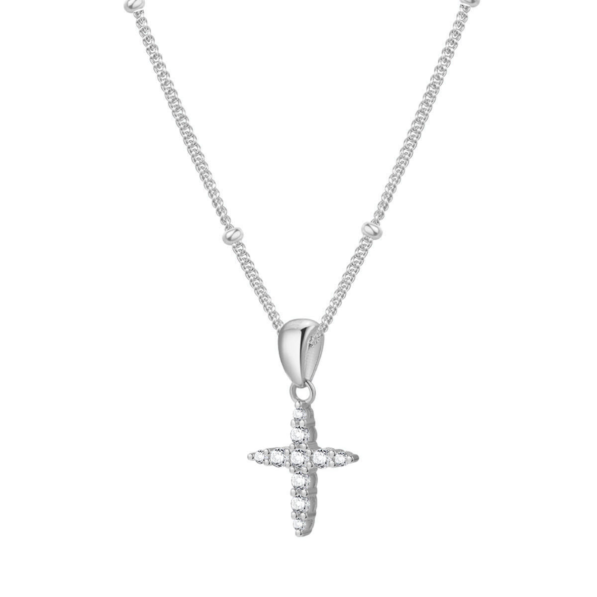 Collier Pendentif  Pierre Précieuse Croix Sterling Argent