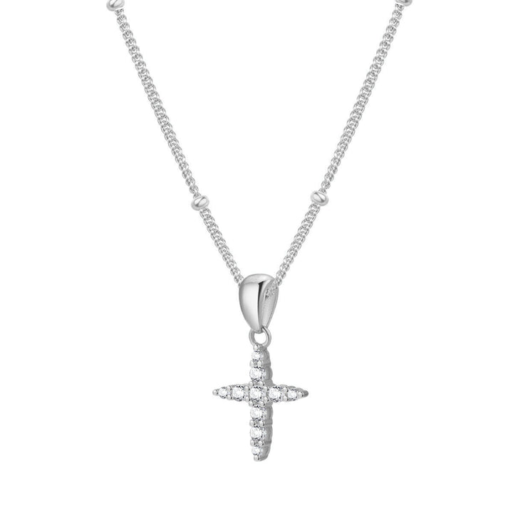 Collier Pendentif  Pierre Précieuse Croix Argent Sterling