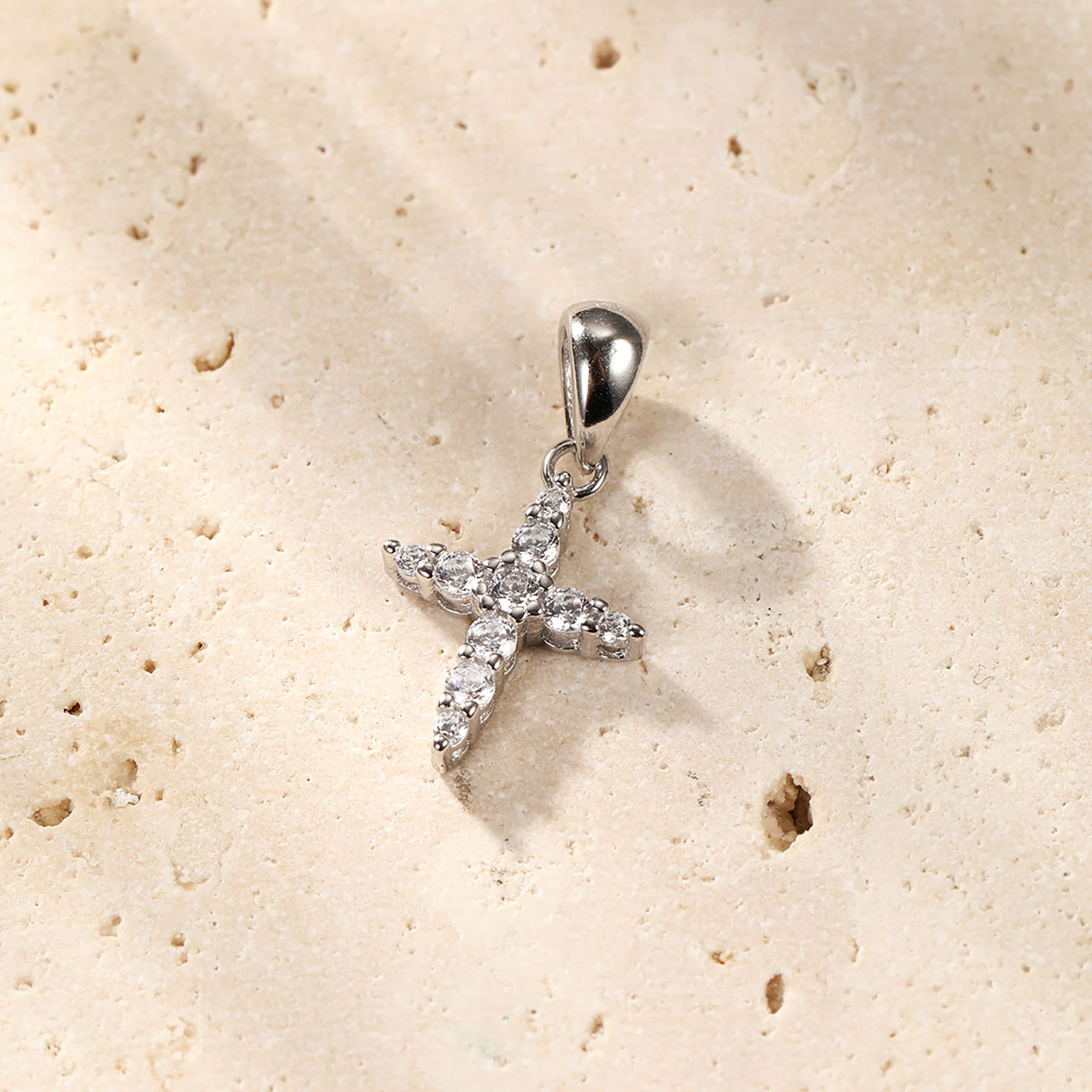 Edelstein Kreuz Anhänger Kette aus Sterlingsilber