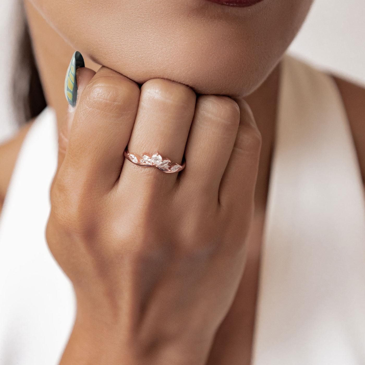 Anillo  Bando de Gemas Plata de Ley 925 en Oro