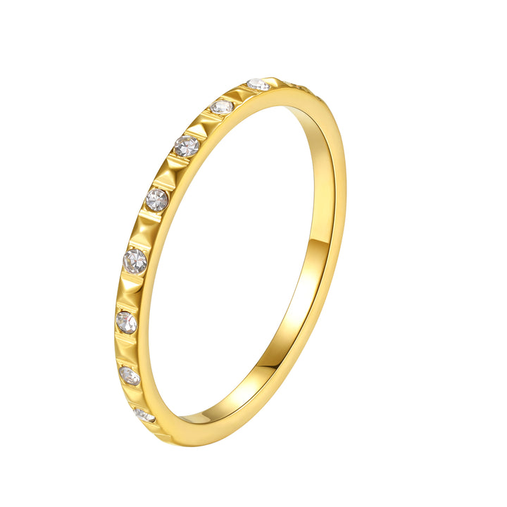 Anillo Pirámide con Gemas Acero Inoxidable