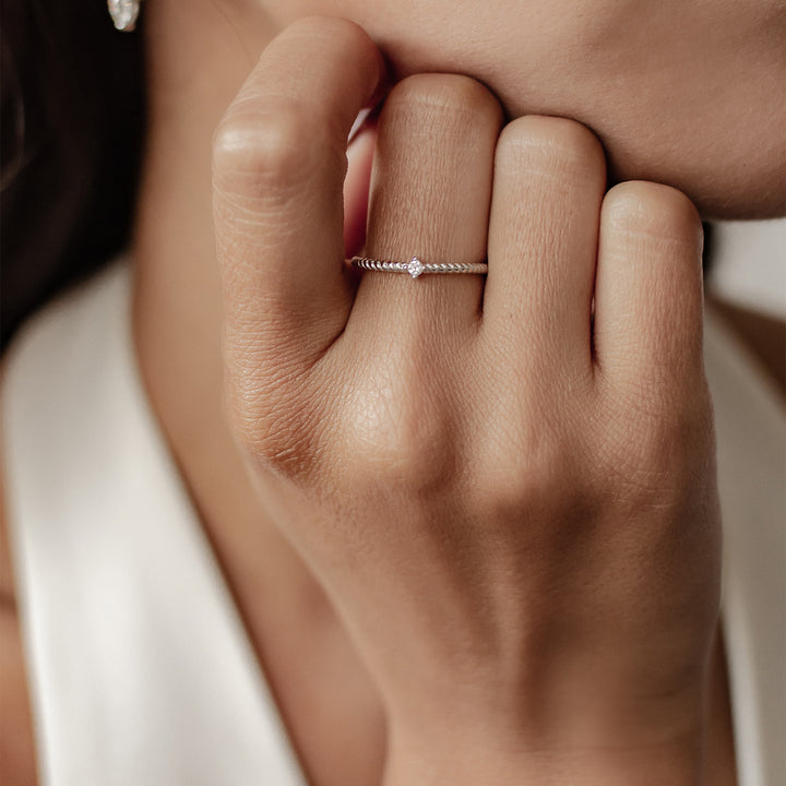 Bague Torsion Pierre Précieuse Argent Sterling