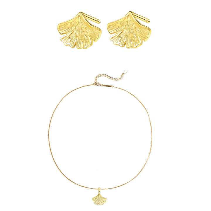 Ensemble Bijoux Feuille Ginkgo Sterling Silver