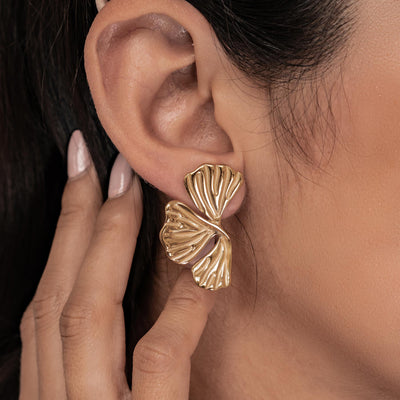 Pendientes Statement Hoja de Ginkgo Waterproof