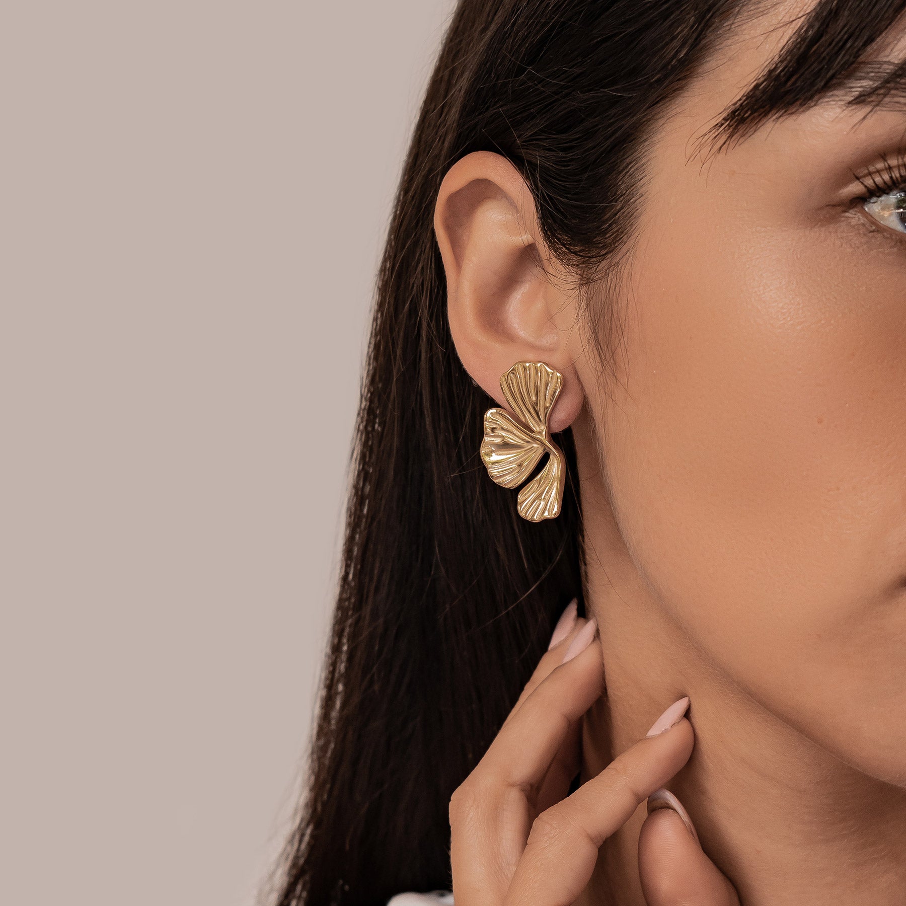 Statement-Ohrringe „Ginkgo-Blatt“ – Wasserdicht
