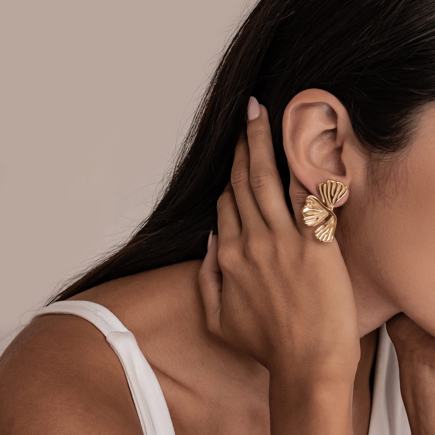 Statement-Ohrringe „Ginkgo-Blatt“ – Wasserdicht