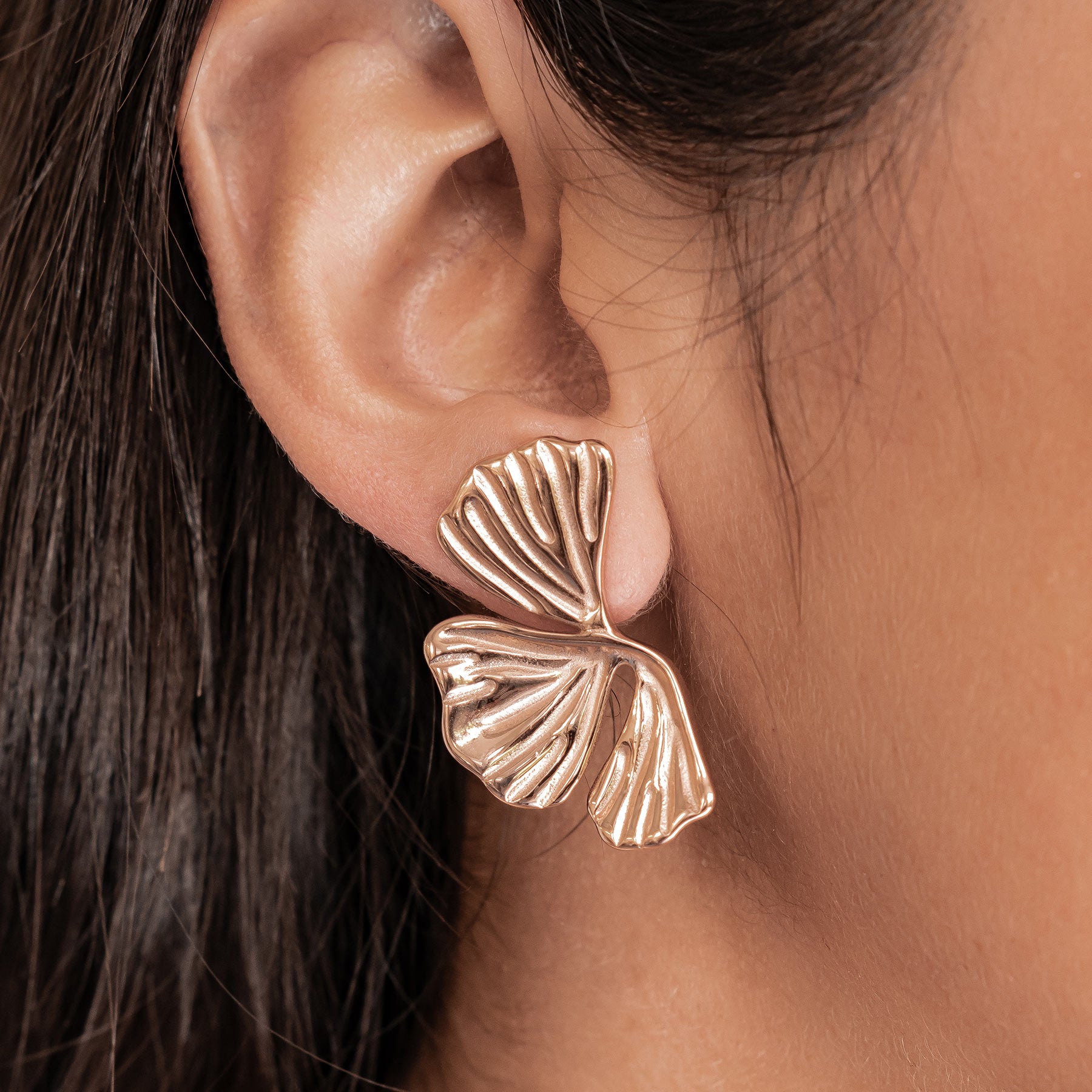 Statement-Ohrringe „Ginkgo-Blatt“ – Wasserdicht