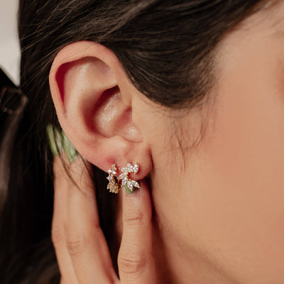 Ensemble Boucles d'Oreilles Duo Paillettes Argent Sterling