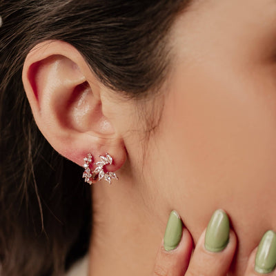 Ensemble Boucles d'Oreilles Duo Paillettes Argent Sterling