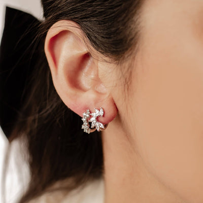 Ensemble Boucles d'Oreilles Duo Paillettes Argent Sterling