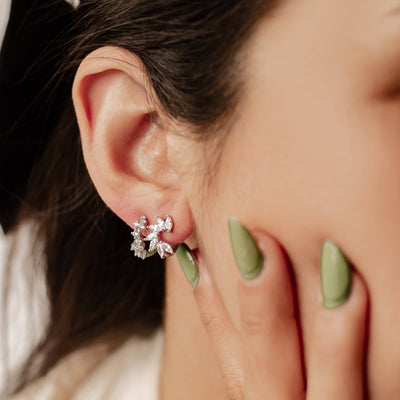 Ensemble Boucles d'Oreilles Duo Paillettes Argent Sterling