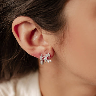 Ensemble Boucles d'Oreilles Duo Paillettes Argent Sterling
