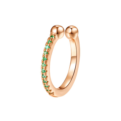 Green Diamond Ear Cuff Sterling Silver