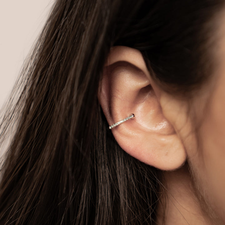 Bijou d'Oreille Diamant Vert Argent Sterling