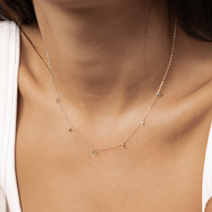 Collier Charme Pierre Vert Argent Sterling