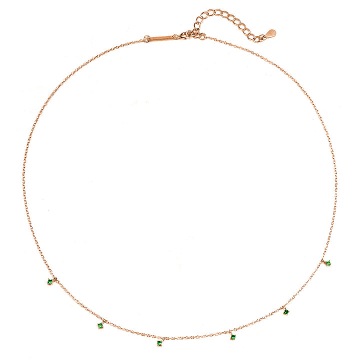 Collier Charme Pierre Vert Argent Sterling