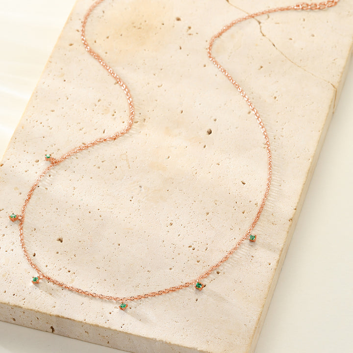 Collier Charme Pierre Vert Argent Sterling