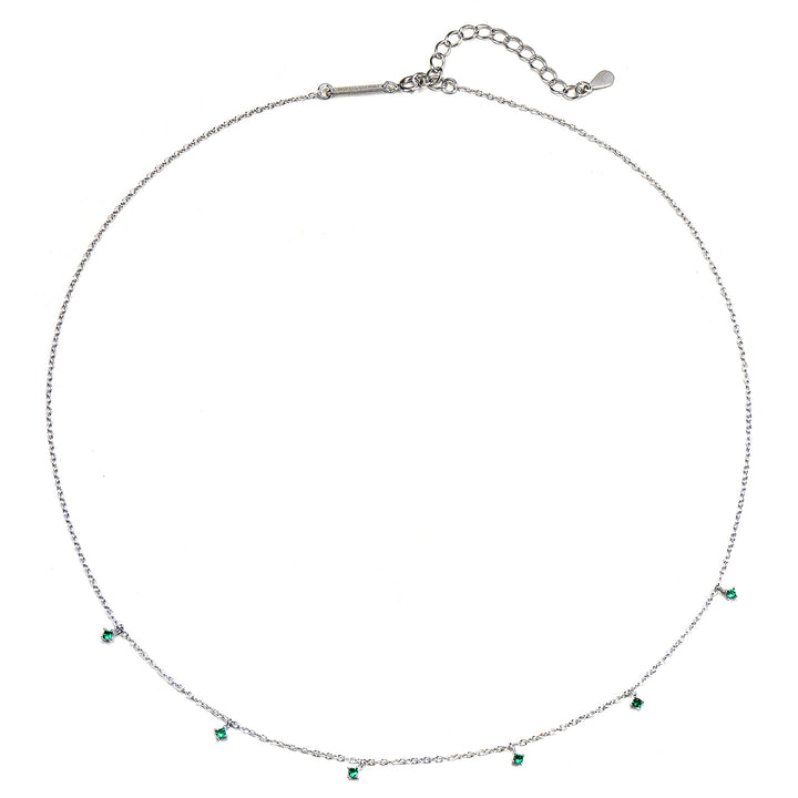 Collier Charme Pierre Vert Argent Sterling