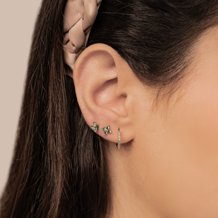 Set Boucles d’Oreilles Pierres Vertes Argent Sterling