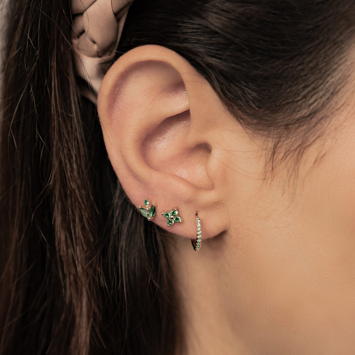 Set Boucles d’Oreilles Pierres Vertes Argent Sterling