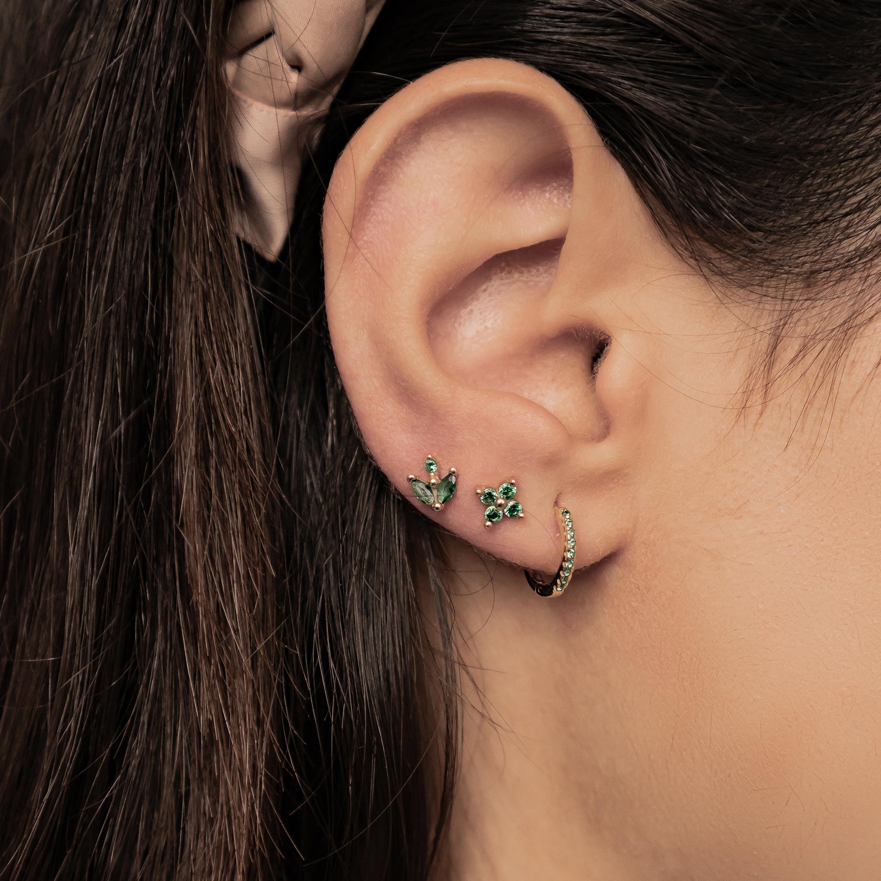 Green Gemstones Earring Set Sterling Silver