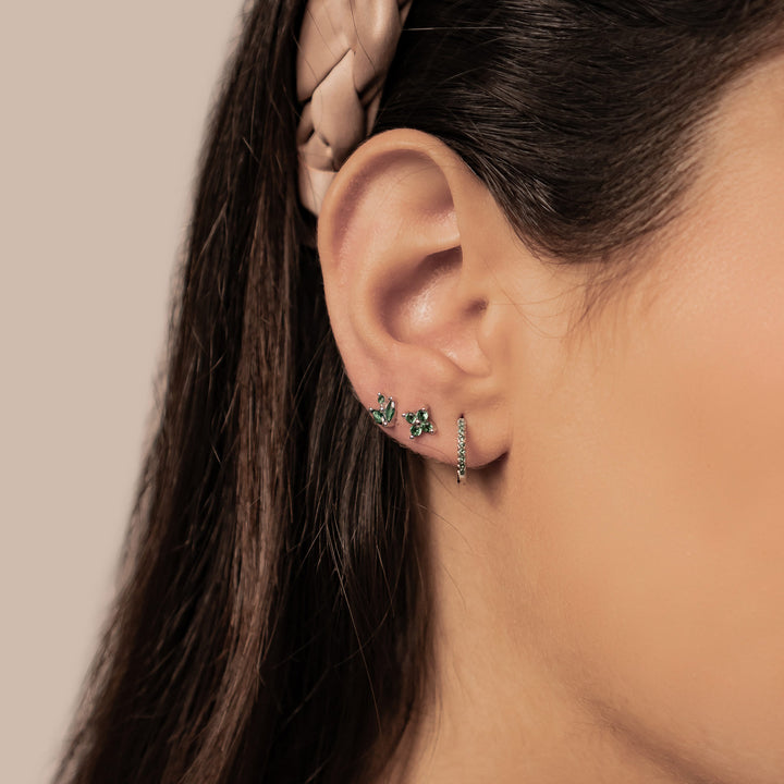 Set Boucles d’Oreilles Pierres Vertes Argent Sterling