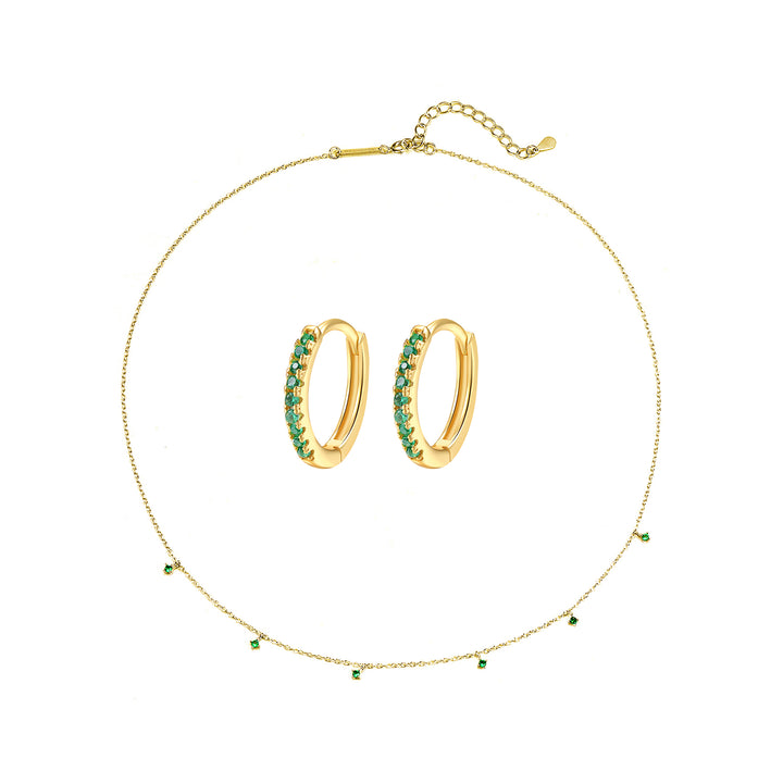 Ensemble Bijoux Pierre Vert Argent Sterling