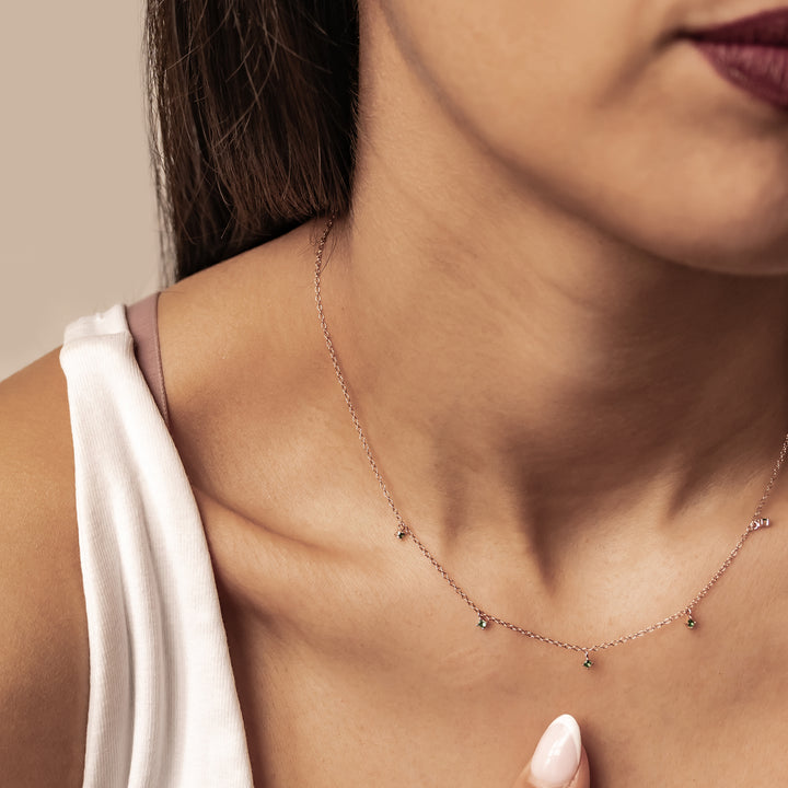 Ensemble Bijoux Pierre Vert Argent Sterling