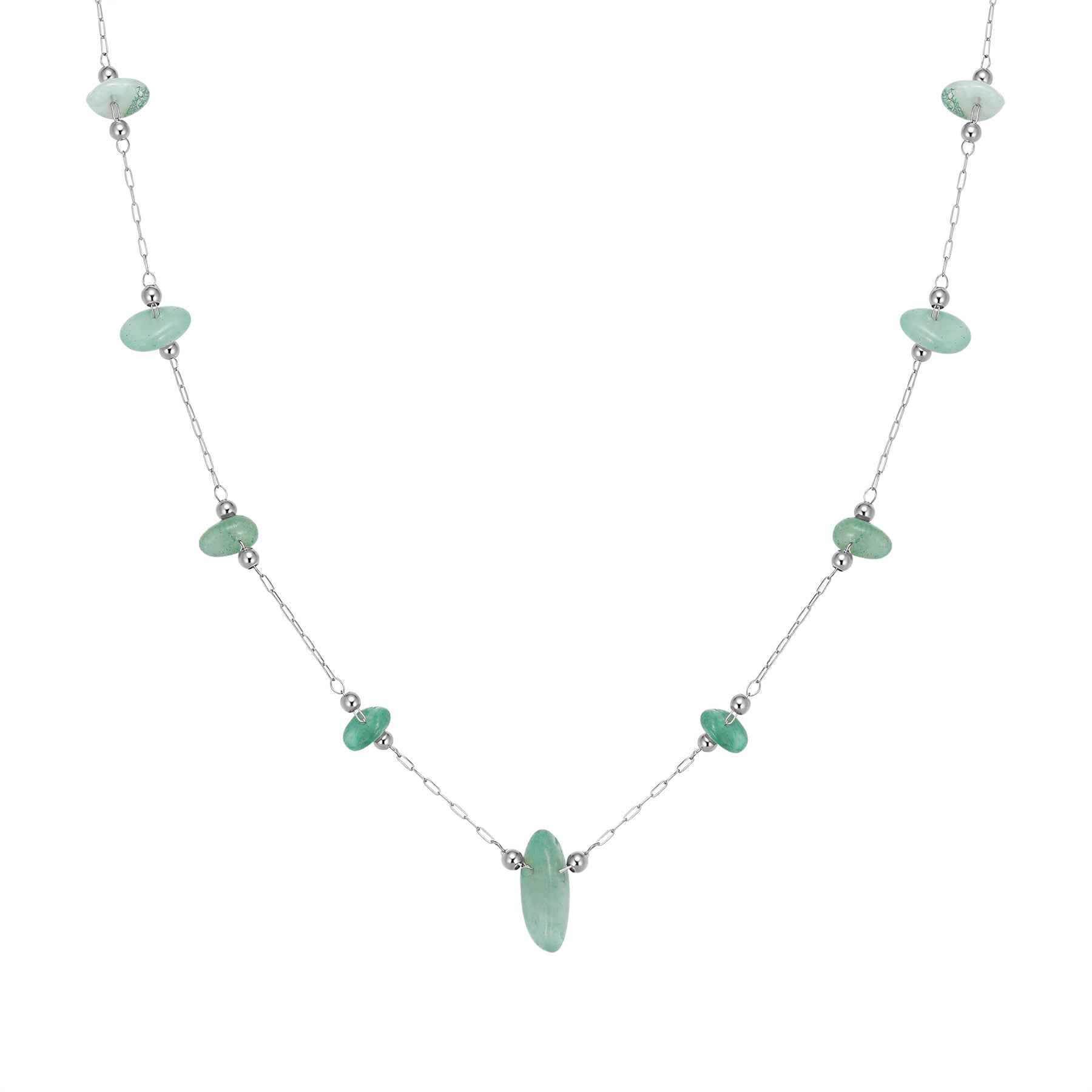 Collar Cuentas Piedra Verde Waterproof